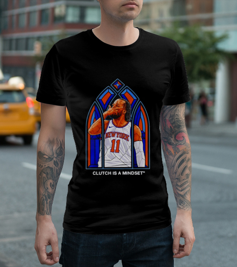 New York Knicks Jalen Brunson Number 11 Clutch Is A Mindset Stained Glass T-Shirt