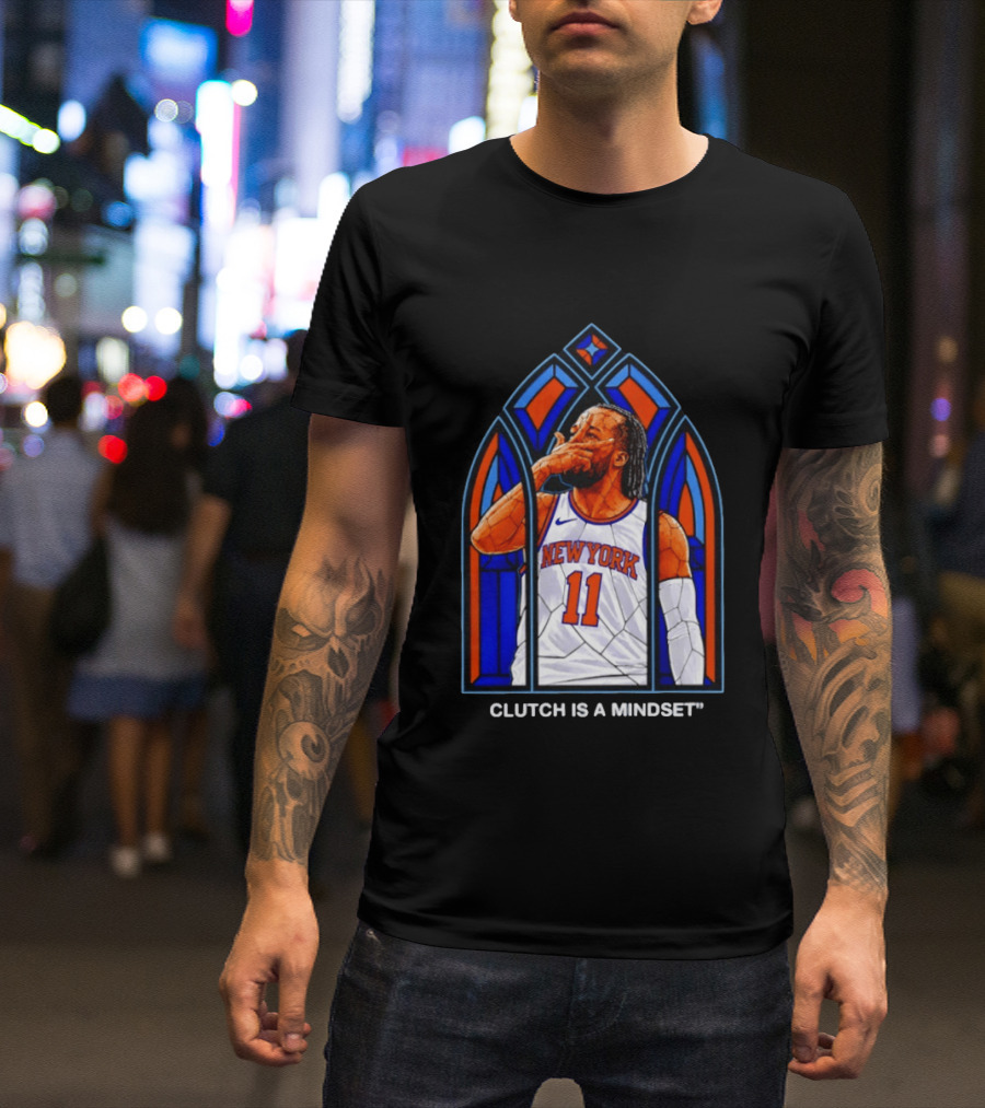 New York Knicks Jalen Brunson Number 11 Clutch Is A Mindset Stained Glass T-Shirt