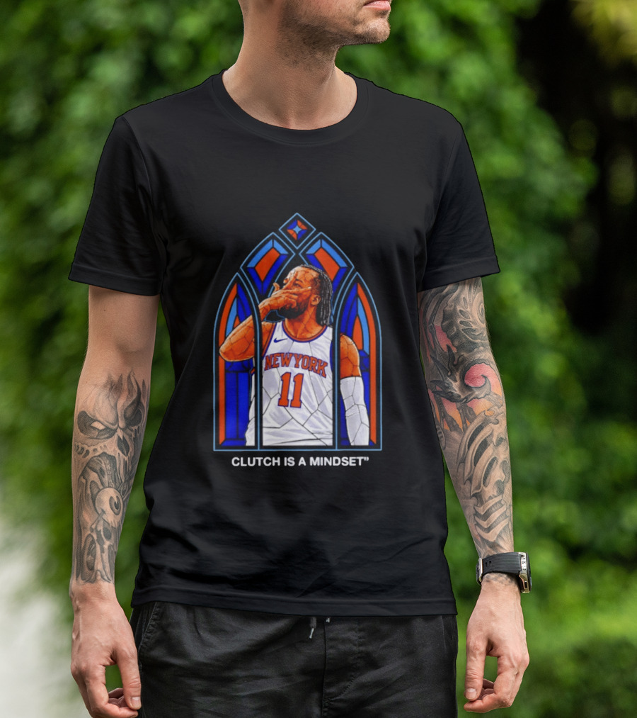 New York Knicks Jalen Brunson Number 11 Clutch Is A Mindset Stained Glass T-Shirt
