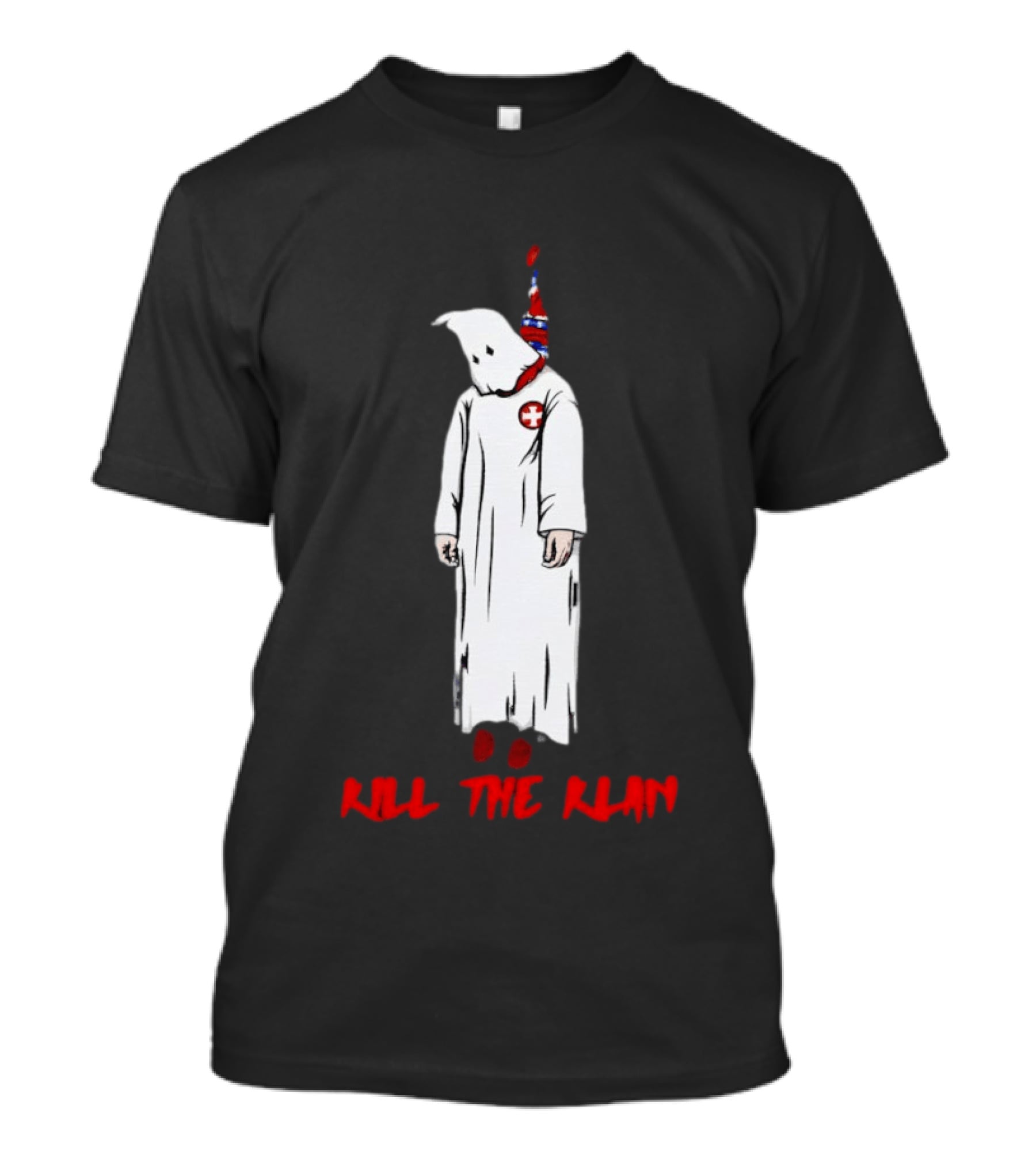 Ku Klux Klan Kill The Klan Message With Hooded Figure And Red Cross T-Shirt