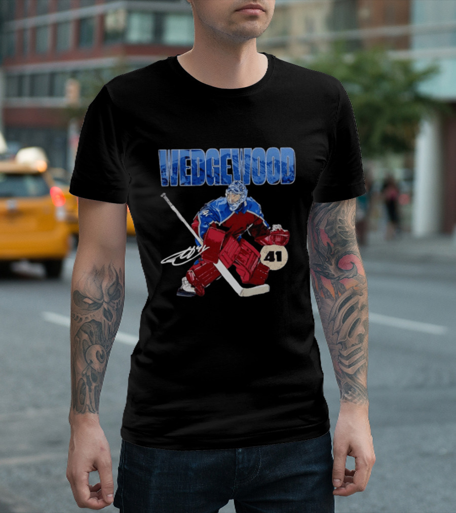 Scott Wedgewood 41 Hockey Goalie Action Colorado Mountains T-Shirt