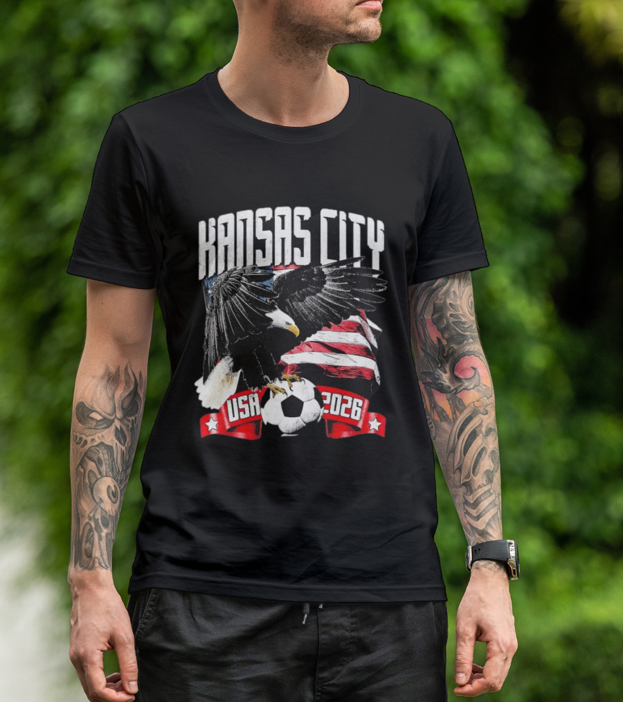 Kansas City USA 2026 Bald Eagle American Flag Soccer Ball T-Shirt