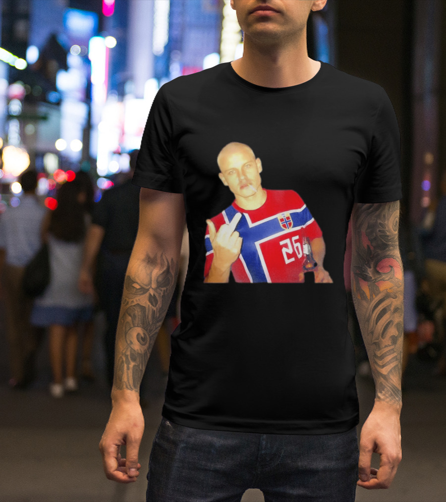 Erling Haaland Norway National Football Team 26 Middle Finger Gesture Jersey T-Shirt