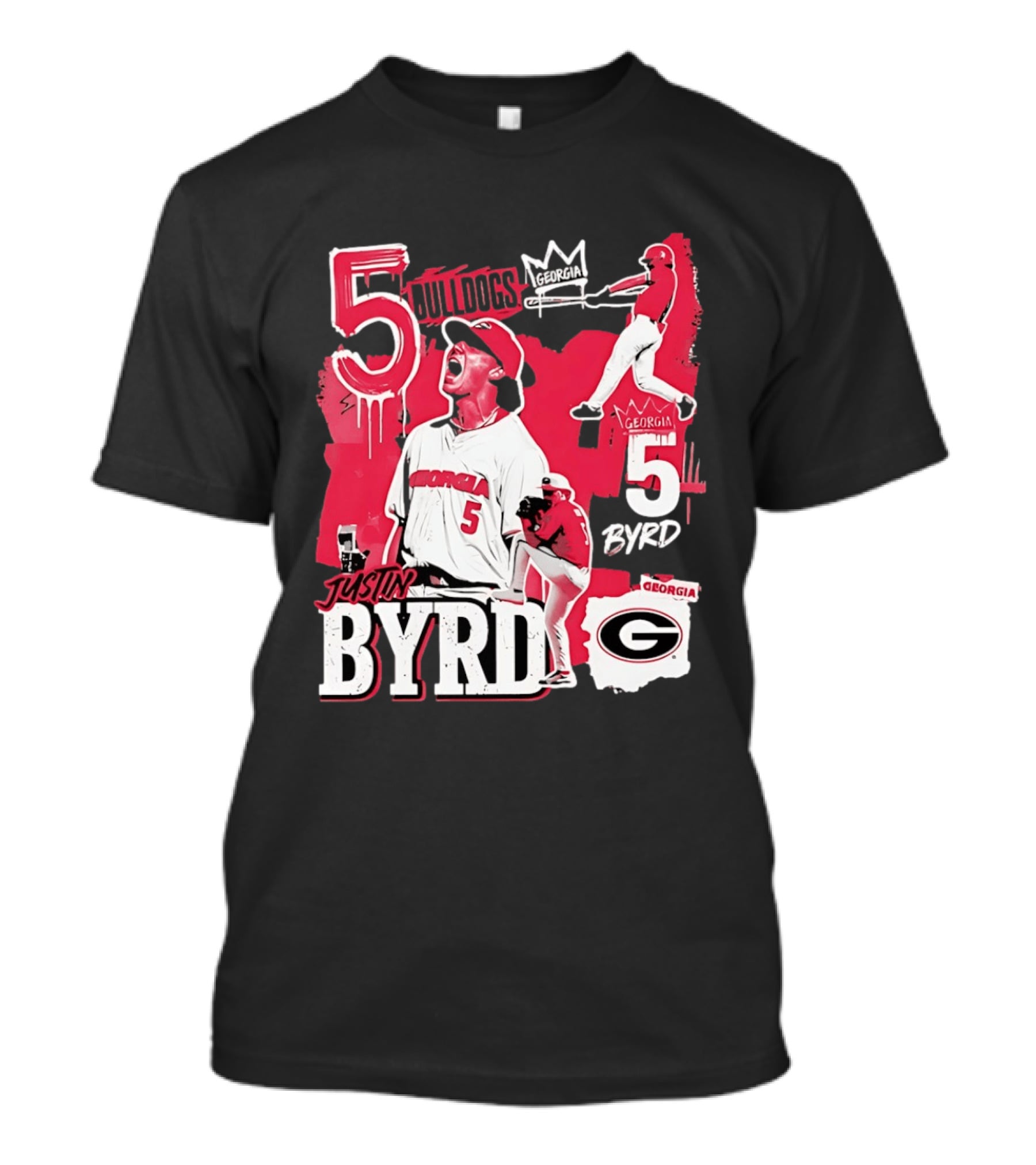 Georgia Bulldogs Justin Byrd 5 Baseball Champion Fan Gear T-Shirt