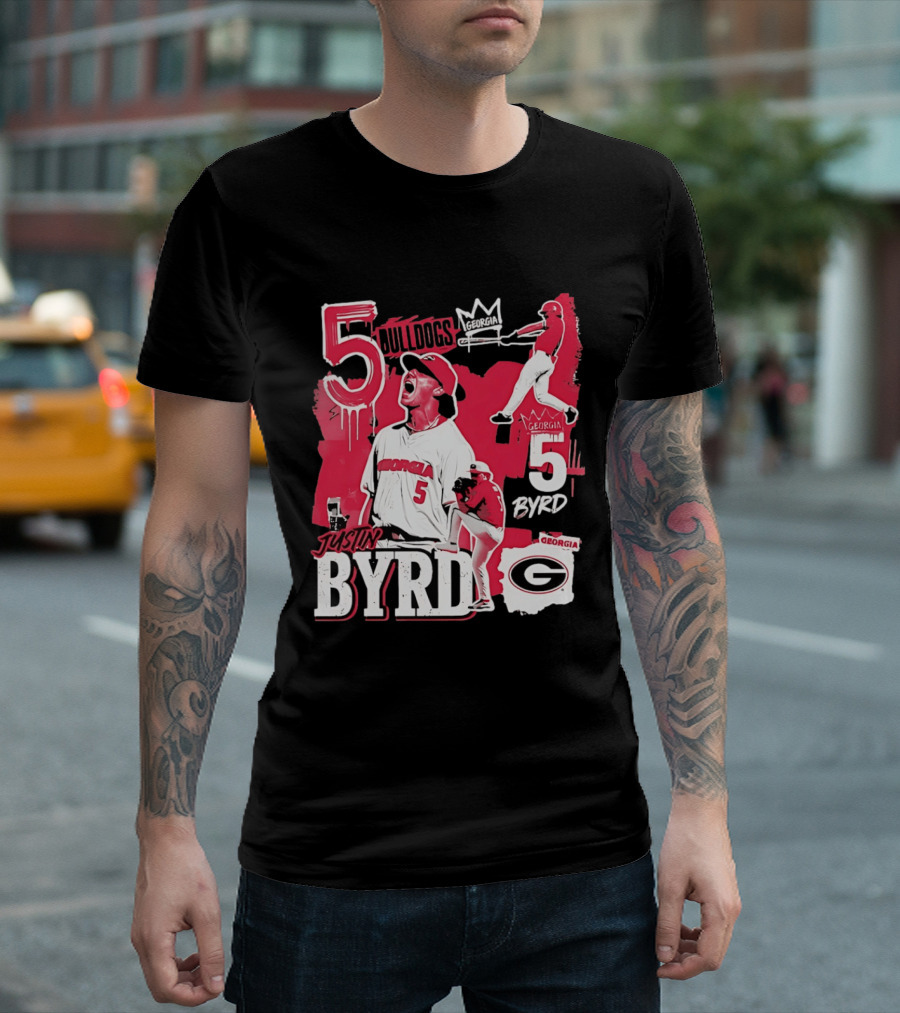 Georgia Bulldogs Justin Byrd 5 Baseball Champion Fan Gear T-Shirt