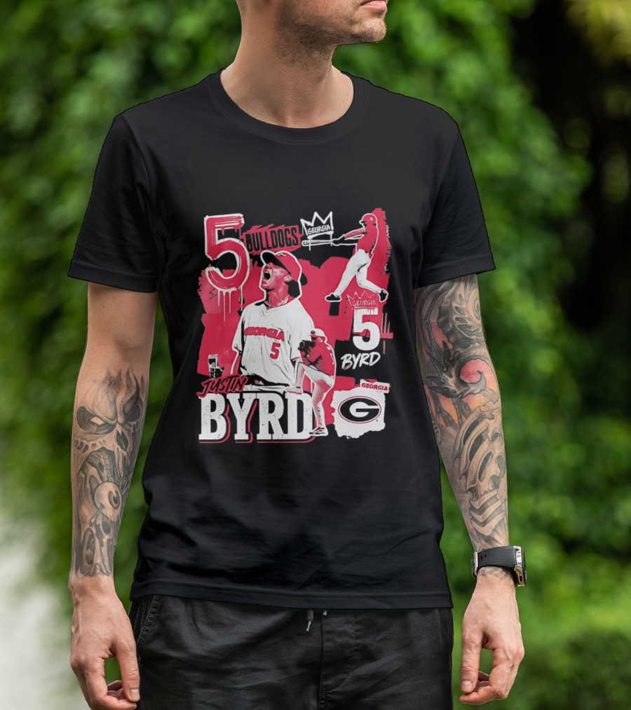 Georgia Bulldogs Justin Byrd 5 Baseball Champion Fan Gear T-Shirt