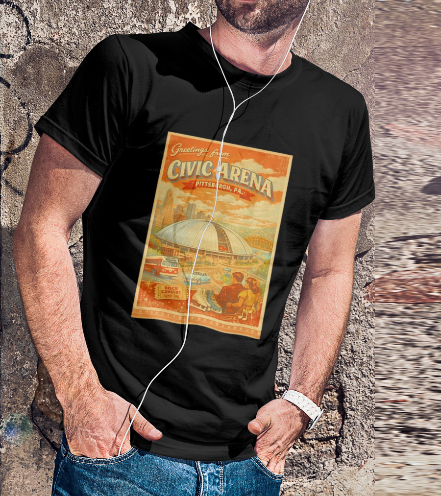 Greetings From Civic Arena Pittsburgh PA Rock Concert Admit One T-Shirt