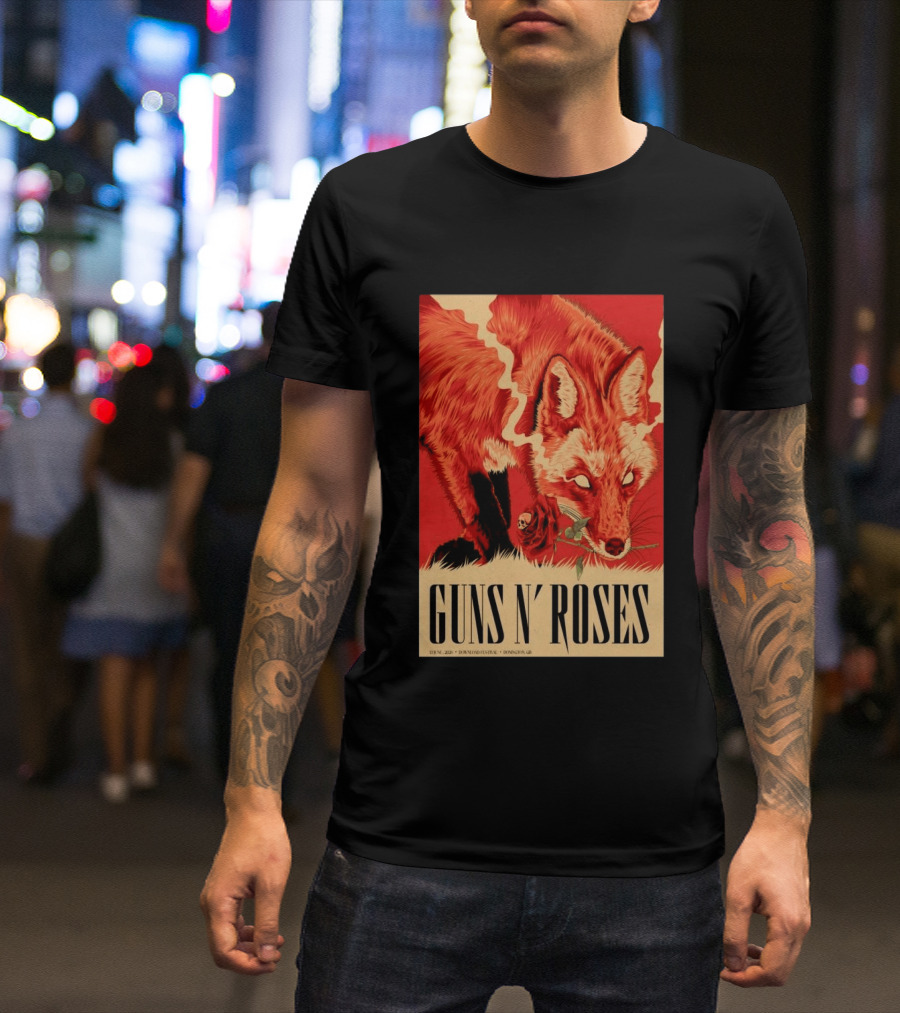 Guns N' Roses Fox With Rose Download Festival June 13 2026 Donington Park Castle Donington Leicestershire T-Shirt