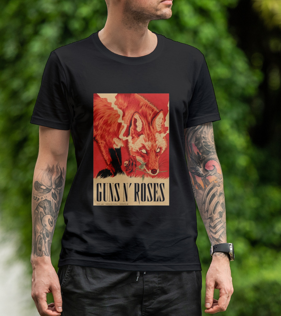 Guns N' Roses Fox With Rose Download Festival June 13 2026 Donington Park Castle Donington Leicestershire T-Shirt