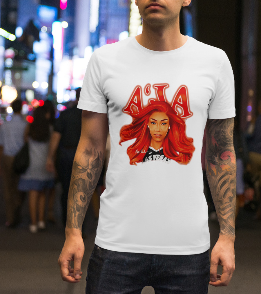 A'ja Wilson Aces Las Vegas Playa Society T-Shirt