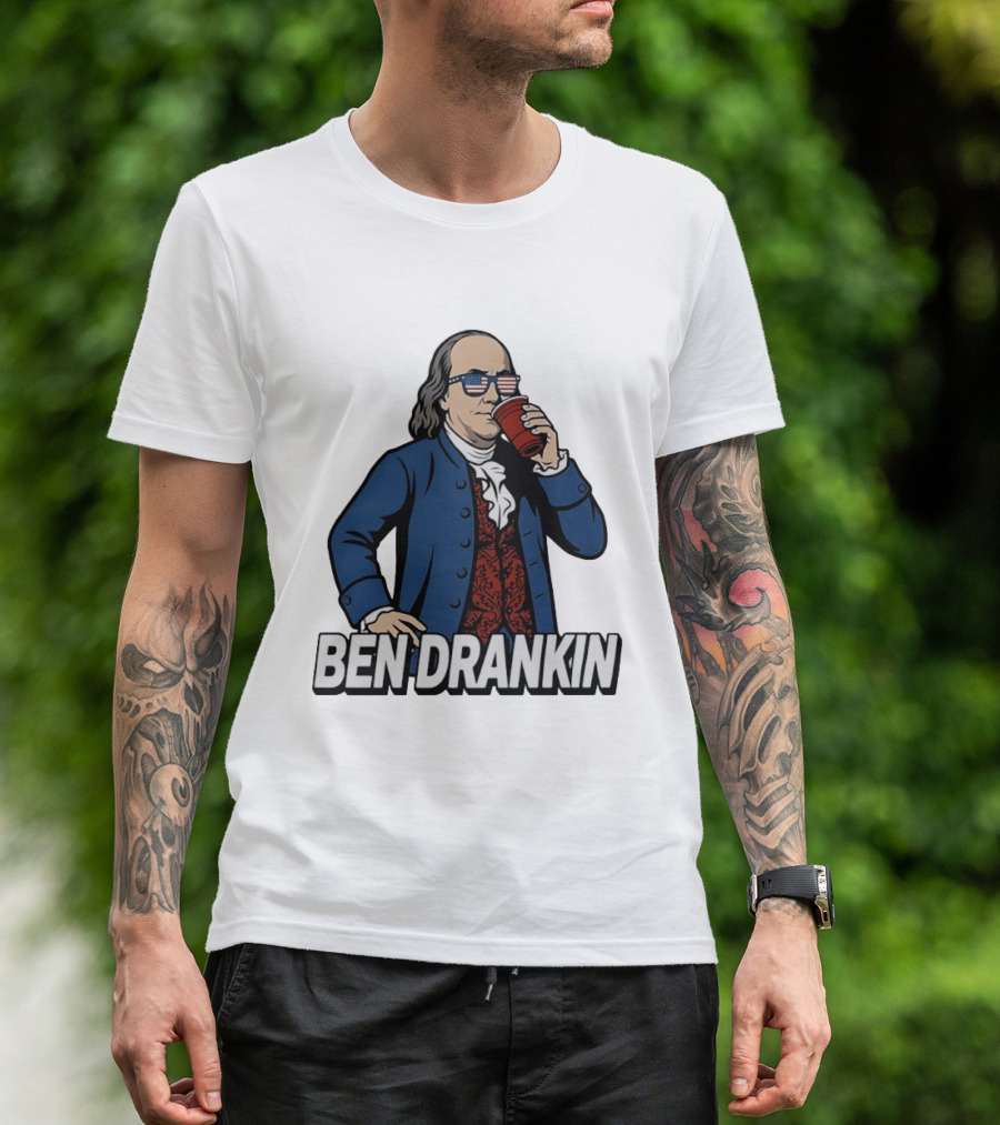 Ben Drankin Benjamin Franklin 4th Of July Patriotic Red Cup USA Glasses T-Shirt