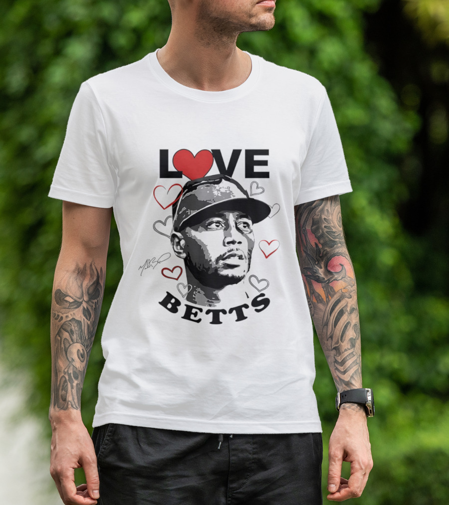 Love Betts Heart Baseball Los Angeles Dodgers Mookie T-Shirt