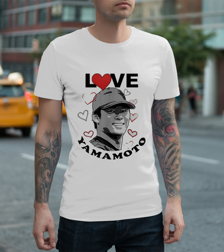 Love Yoshinobu Yamamoto Heart Baseball Fan T-Shirt