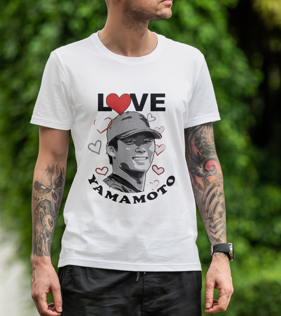 Love Yoshinobu Yamamoto Heart Baseball Fan T-Shirt