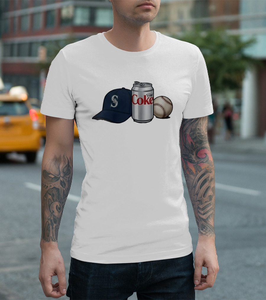Mariners Diet Coke Baseball Cap And Ball T-Shirt