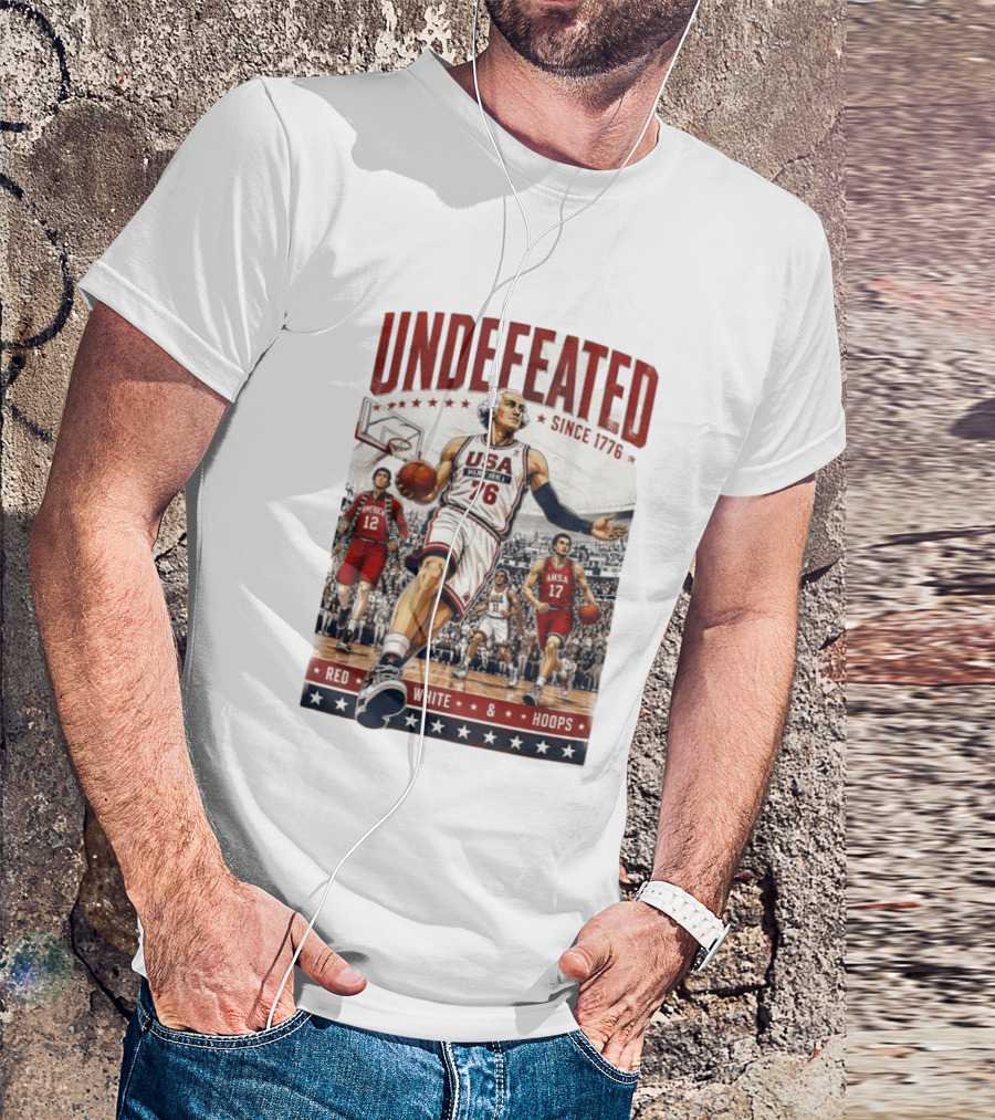 Undefeated USA Basketball Since 1776 Red White Hoops George Washington T-Shirt
