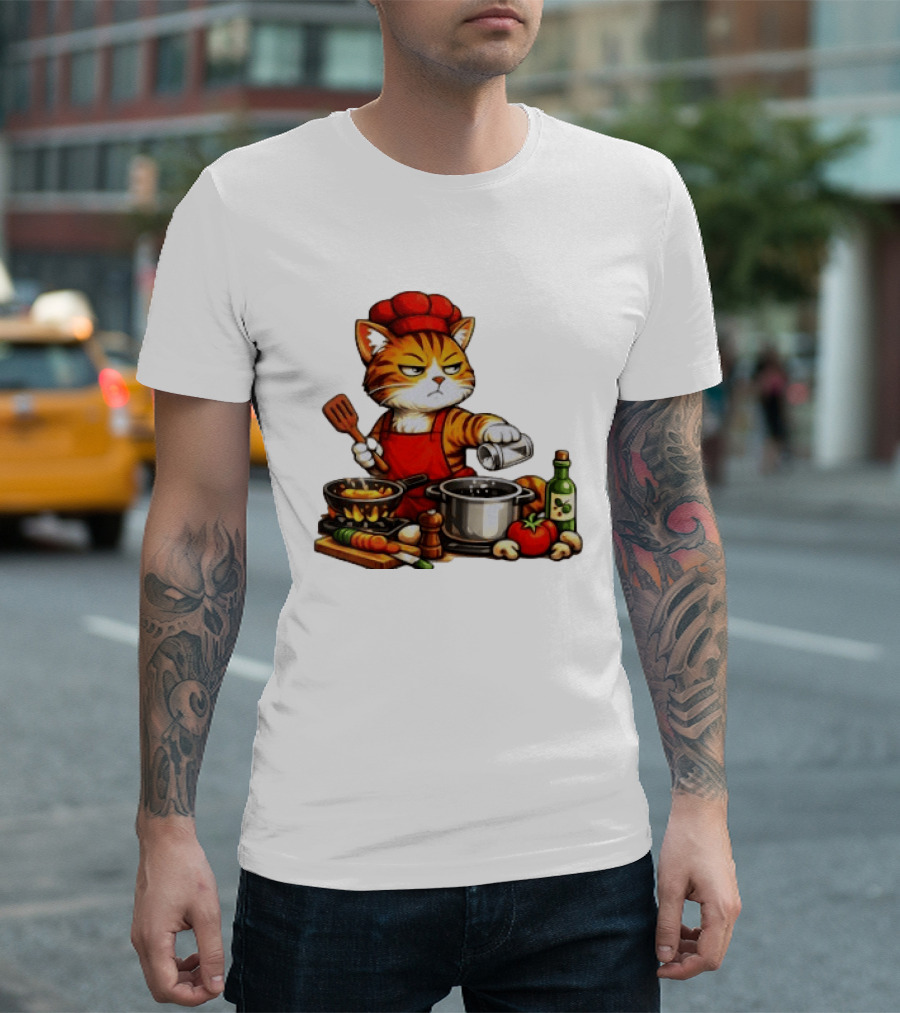 I Cook Better When You're Not Ing Cat Chef Cooking Scene T-Shirt