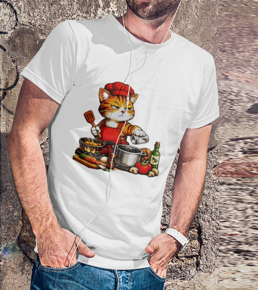 I Cook Better When You're Not Ing Cat Chef Cooking Scene T-Shirt