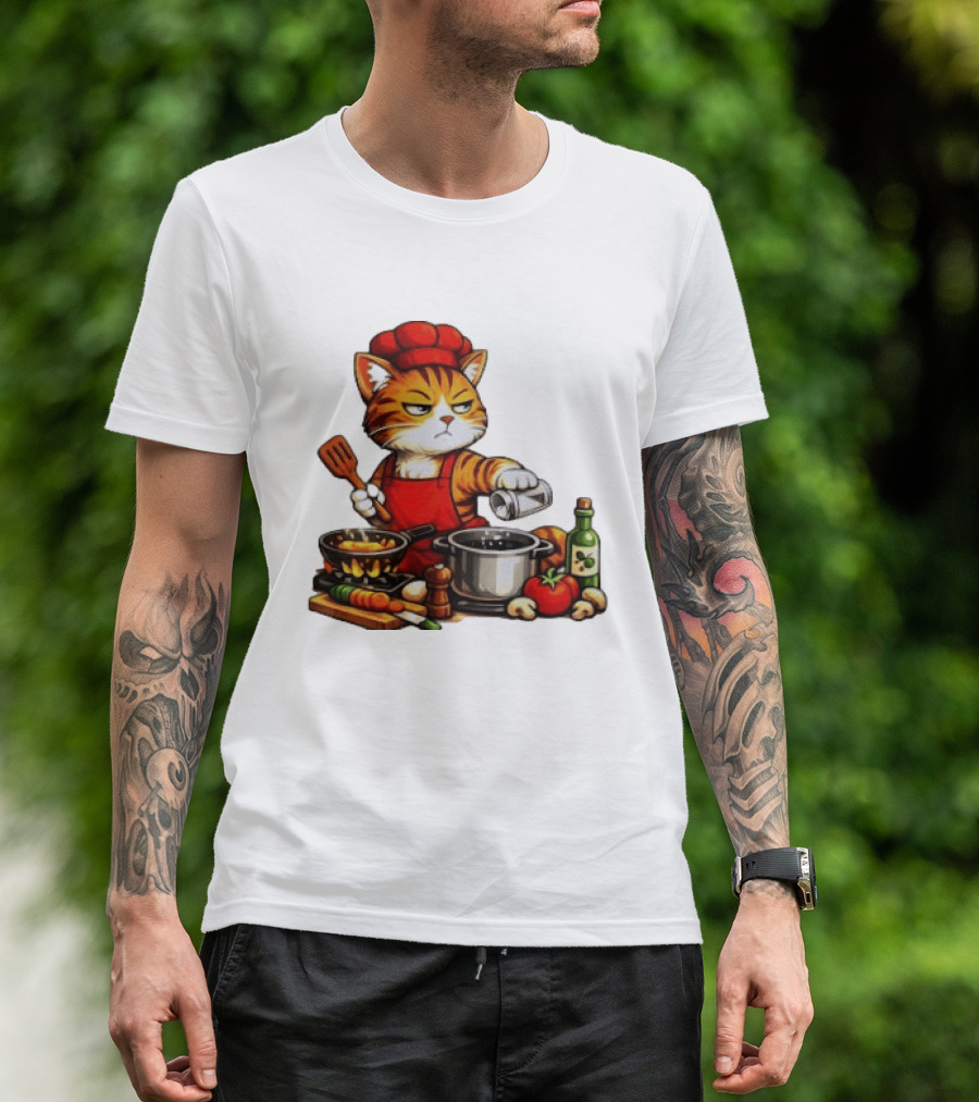 I Cook Better When You're Not Ing Cat Chef Cooking Scene T-Shirt