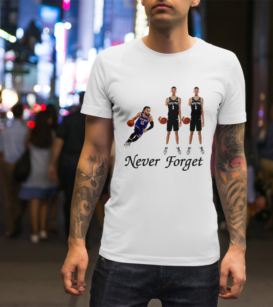 Jalen Brunson 11 Victor Wembanyama 1 Never Forget T-Shirt