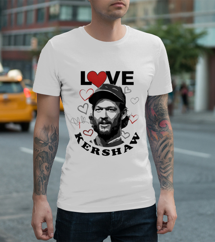 LOVE Kershaw Los Angeles Dodgers Baseball Heart T-Shirt