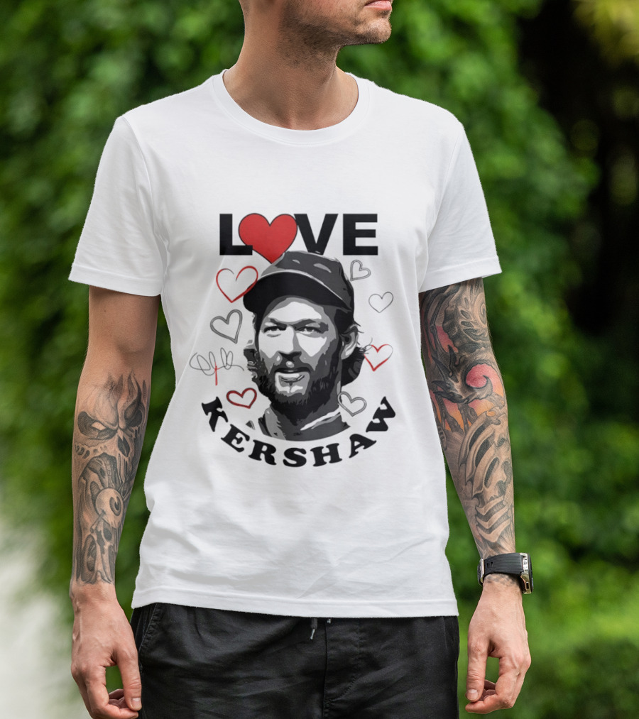 LOVE Kershaw Los Angeles Dodgers Baseball Heart T-Shirt