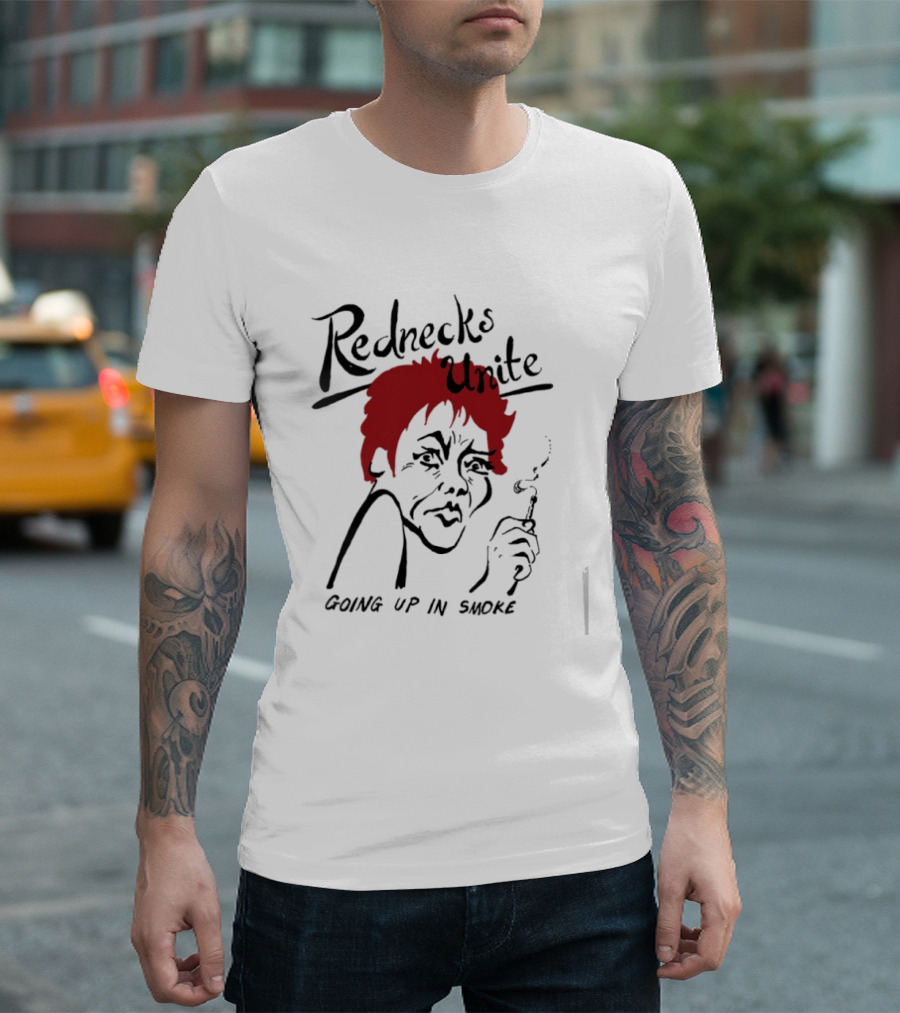 Rednecks Unite Going Up In Smoke Retro Cartoon Style Smoking T-Shirt