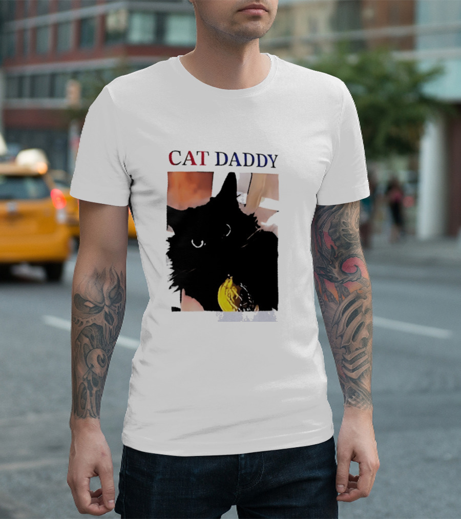 Cat Daddy Black Cat Image With Yellow Banana Accessory T-Shirt
