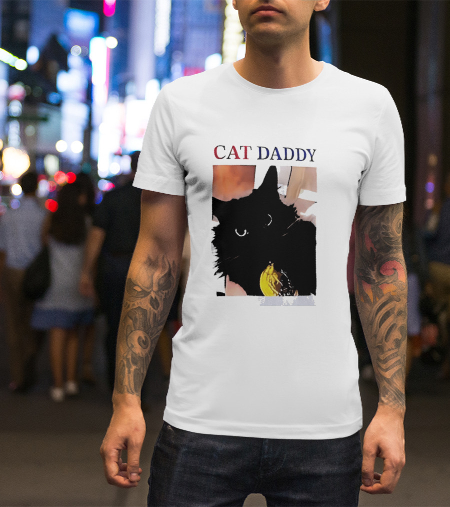 Cat Daddy Black Cat Image With Yellow Banana Accessory T-Shirt