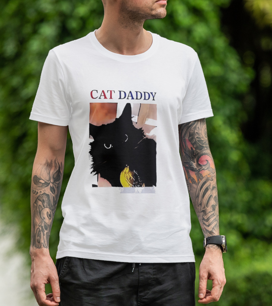 Cat Daddy Black Cat Image With Yellow Banana Accessory T-Shirt