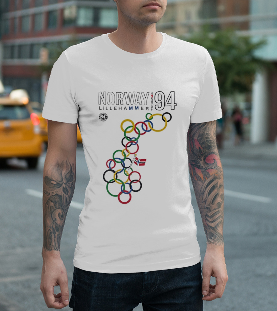 Norway Lillehammer 1994 Winter Games Rings Map T-Shirt