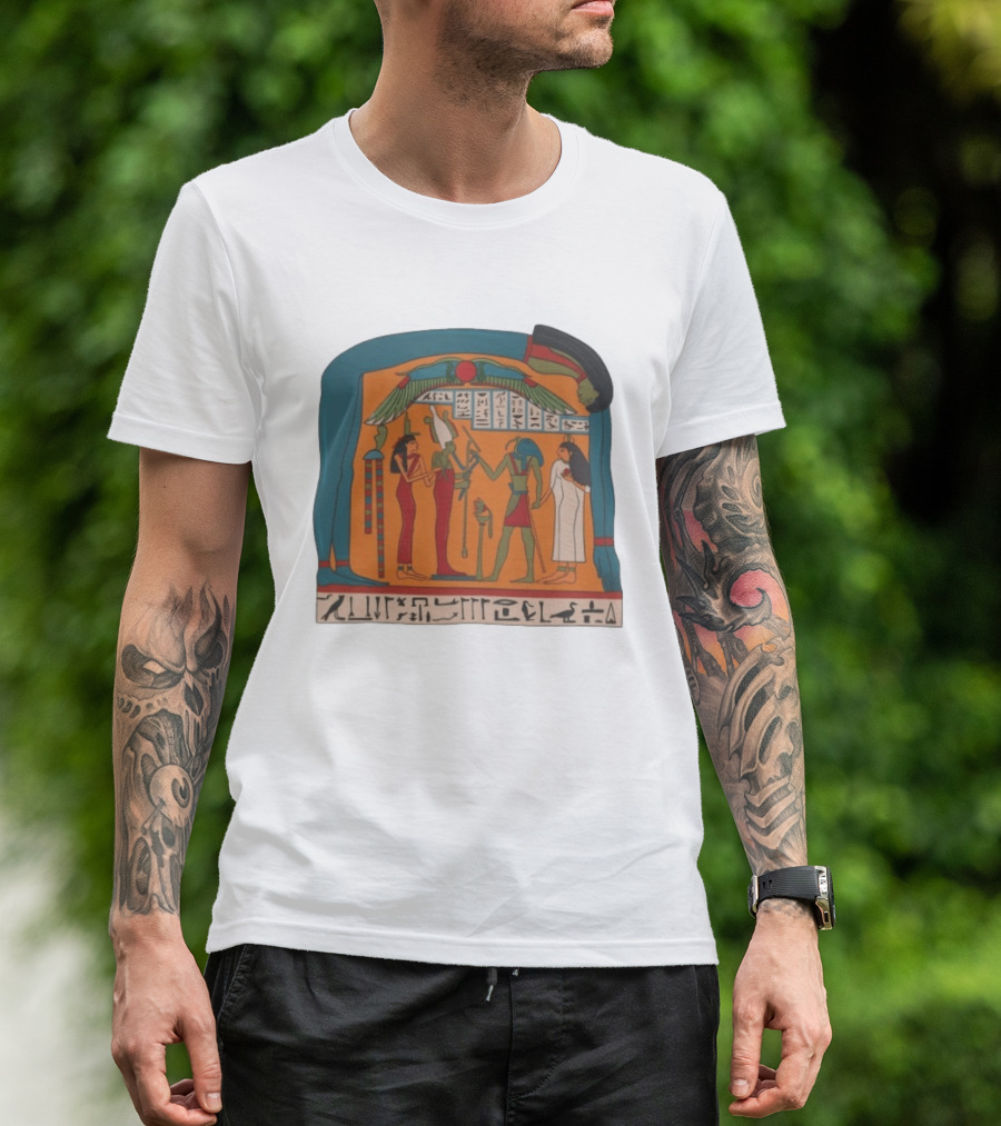 Panel Of Tabakenkhonsu Egyptian Hieroglyphs And Deities T-Shirt
