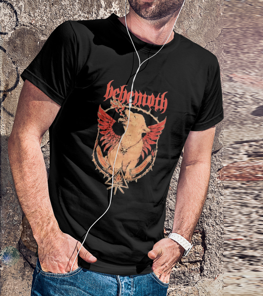 Behemoth The Wolfling Ov Siberia Fire Wings Wolf Sun Sigil Black Metal Music T-Shirt