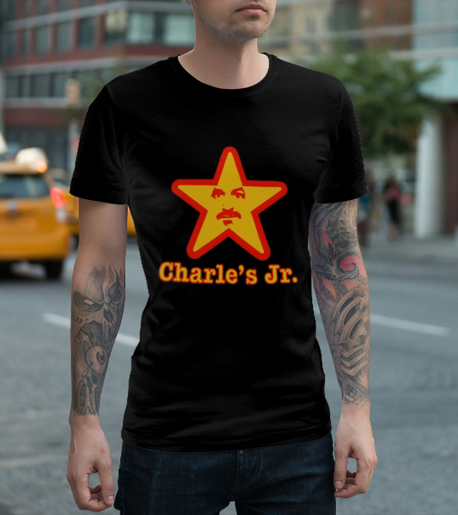 Charle's Jr Star Retro Iconic Face In Yellow Star T-Shirt