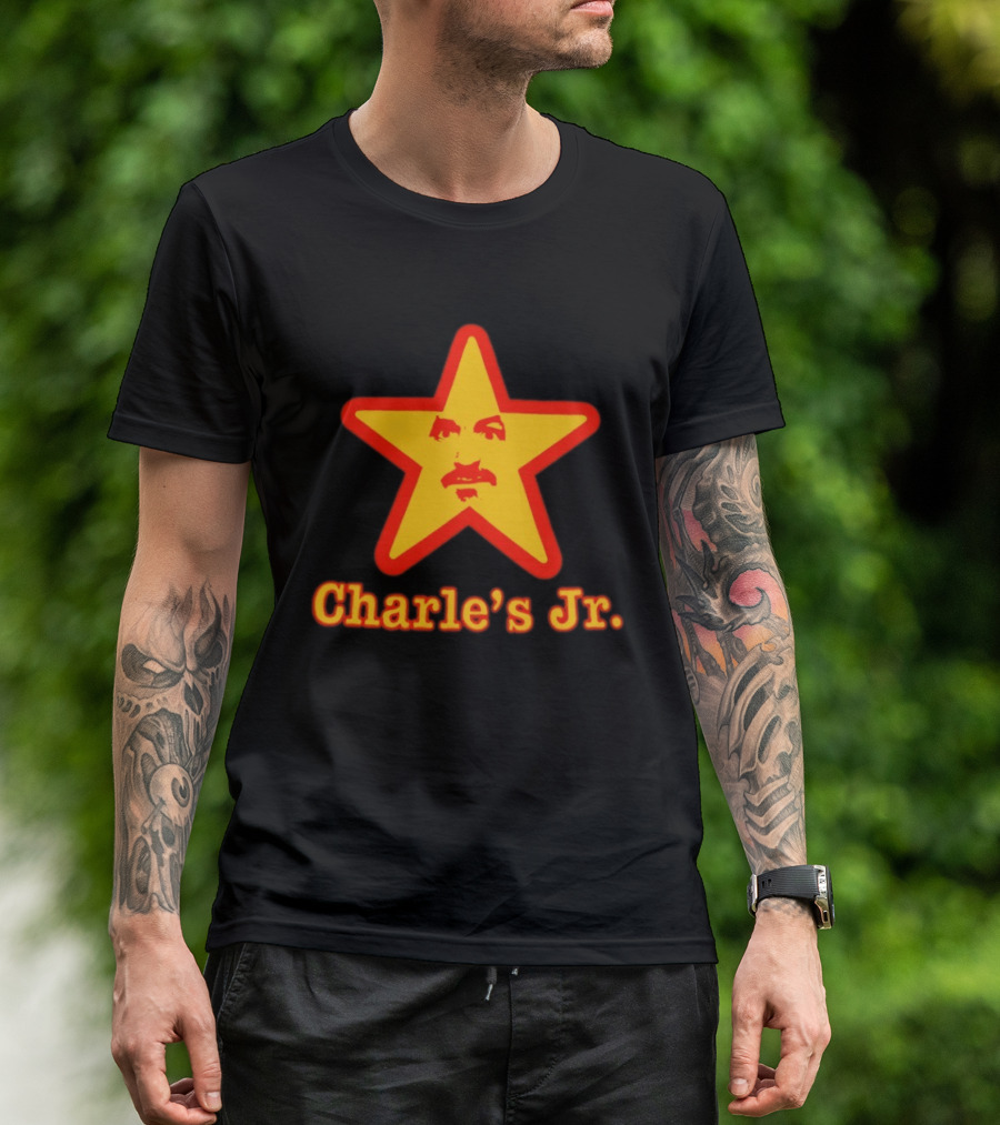 Charle's Jr Star Retro Iconic Face In Yellow Star T-Shirt