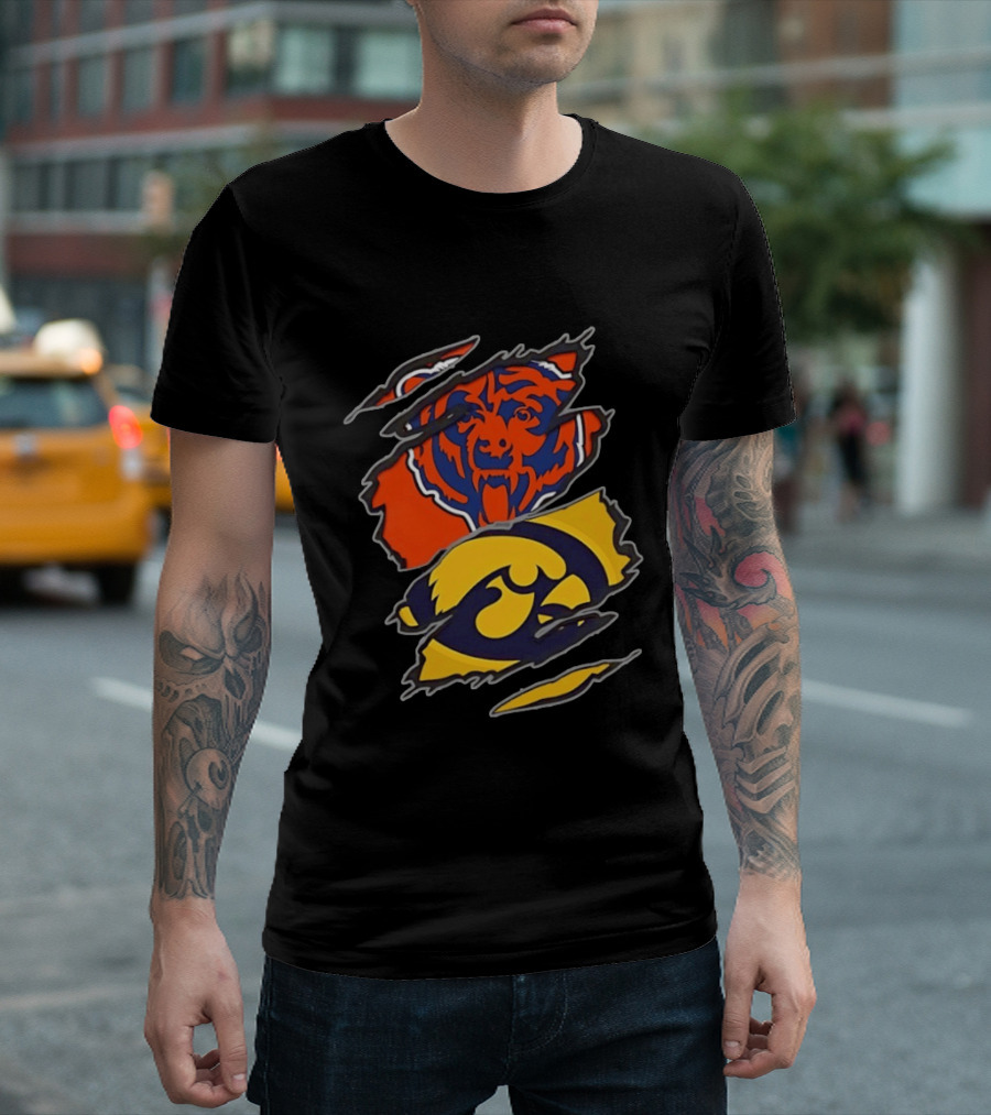 Chicago Bears Iowa Hawkeyes Two Teams One Heart T-Shirt