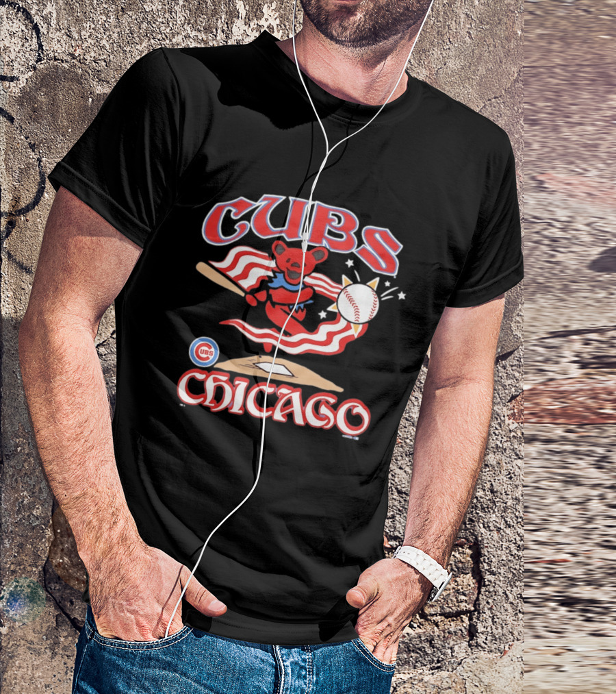 Chicago Cubs Grateful Dead Dancing Bear Baseball Collaboration T-Shirt