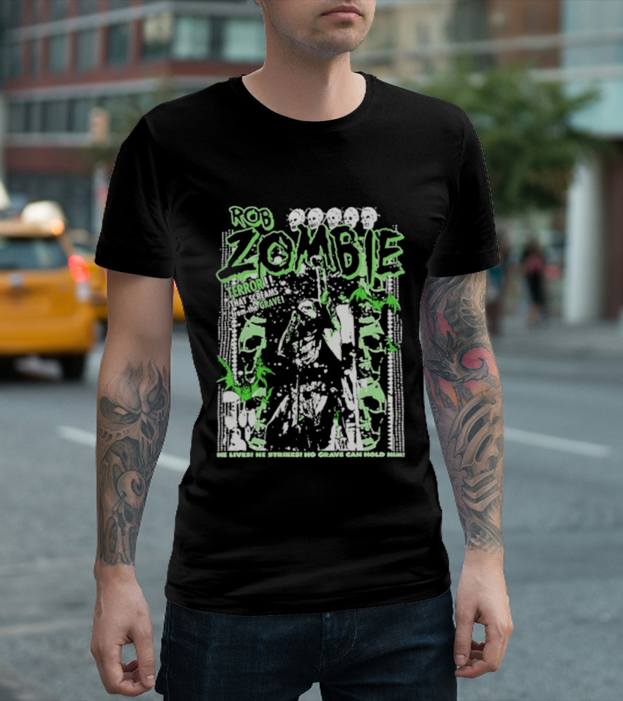 Rob Zombie Neon Green Skeletons Terror From The Grave T-Shirt