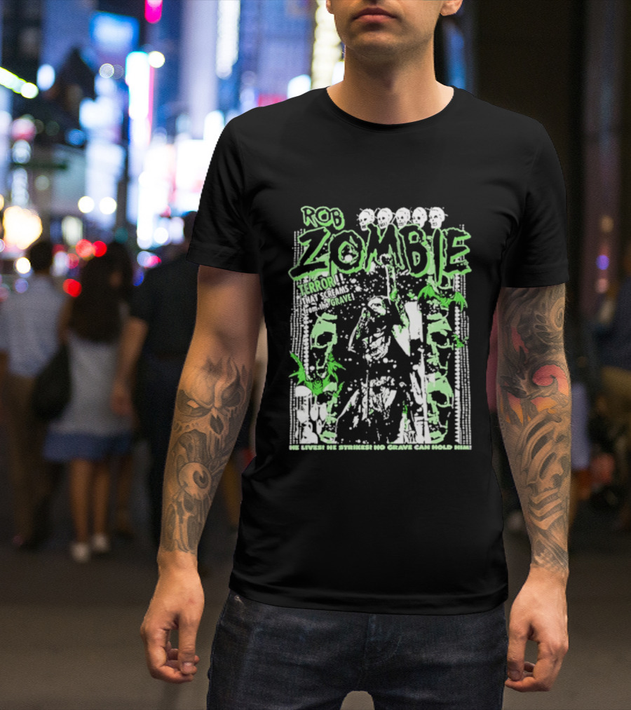 Rob Zombie Neon Green Skeletons Terror From The Grave T-Shirt