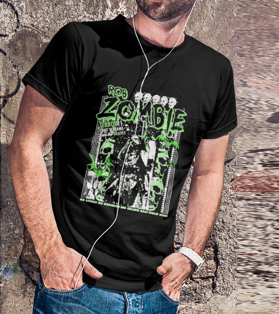 Rob Zombie Neon Green Skeletons Terror From The Grave T-Shirt