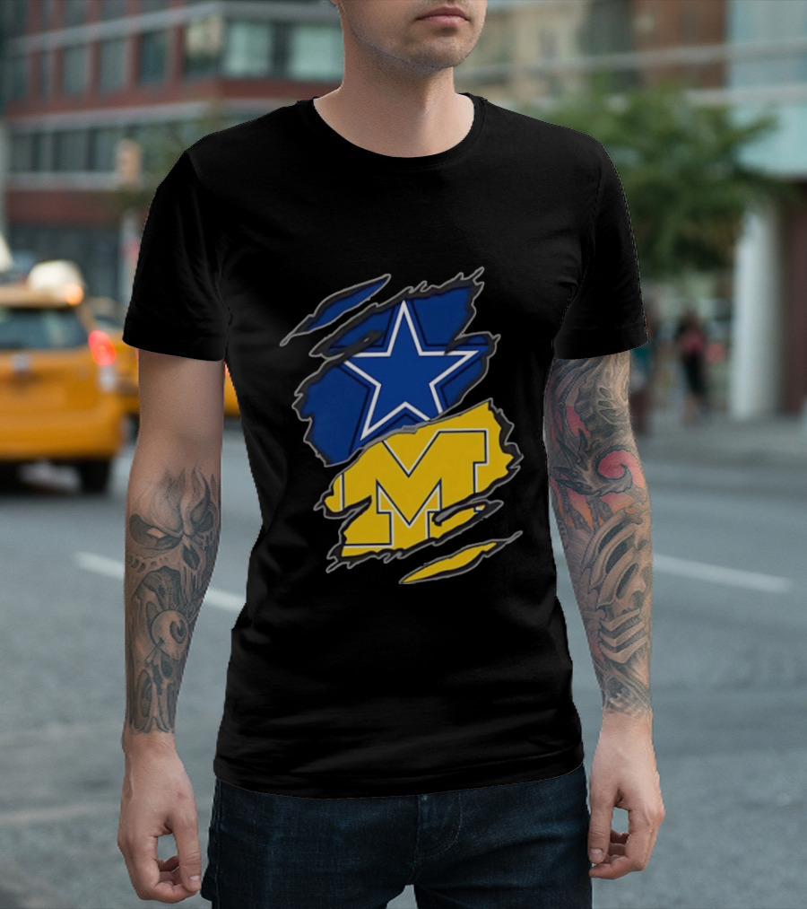Dallas Cowboys Michigan Wolverines Two Teams One Heart T-Shirt