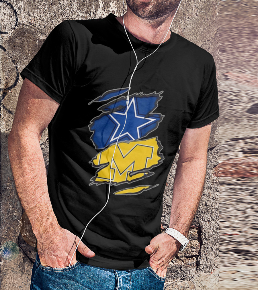 Dallas Cowboys Michigan Wolverines Two Teams One Heart T-Shirt