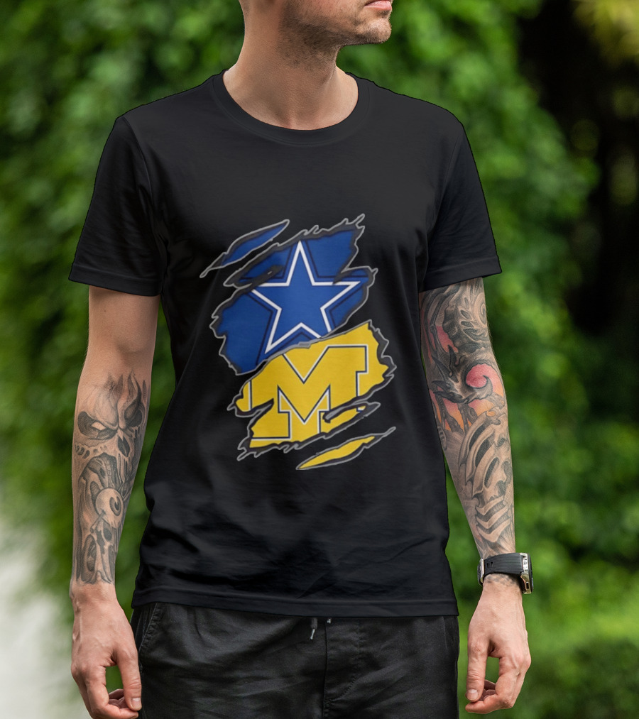 Dallas Cowboys Michigan Wolverines Two Teams One Heart T-Shirt