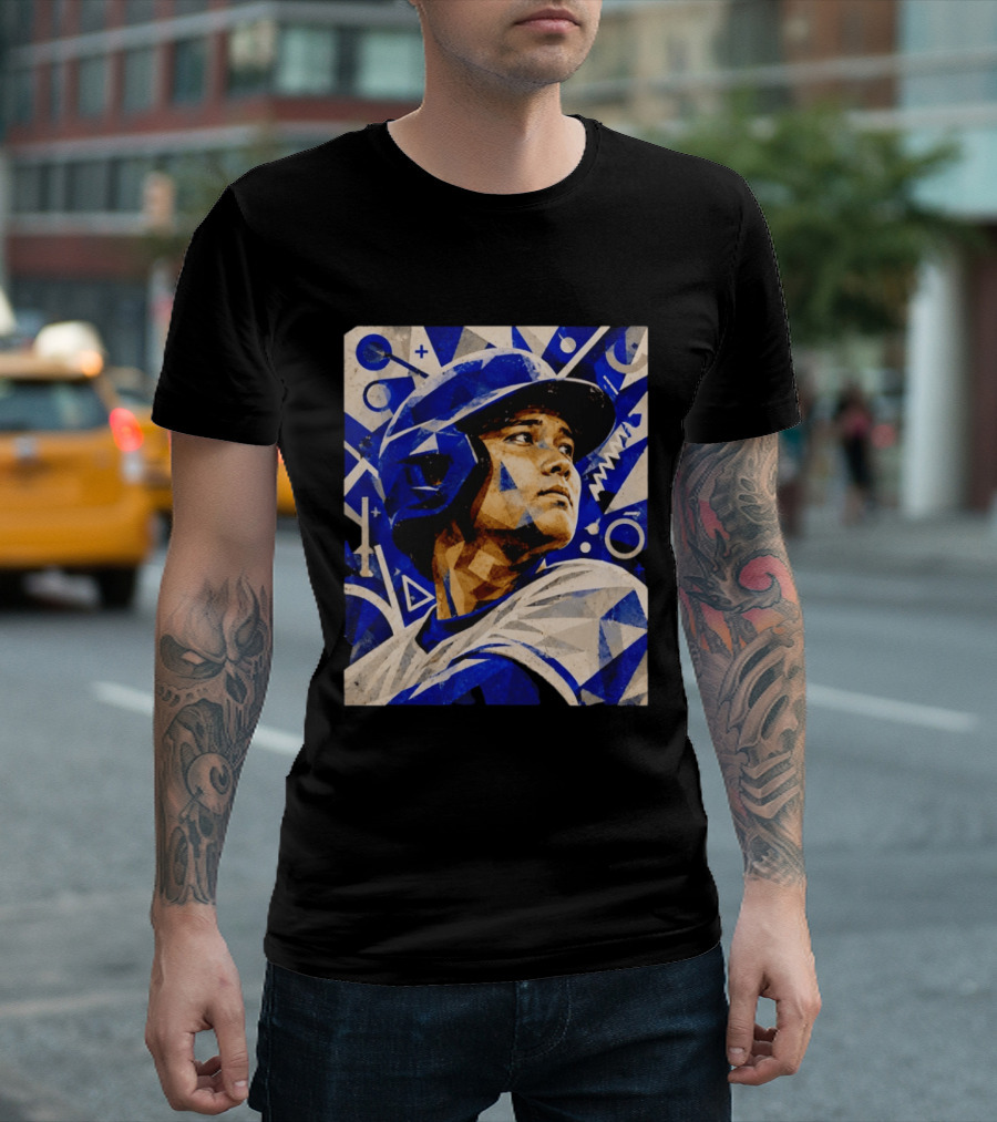 Shohei Ohtani Los Angeles Dodgers Geometric Blue Abstract Baseball T-Shirt