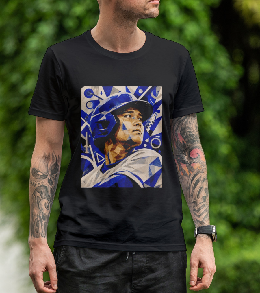 Shohei Ohtani Los Angeles Dodgers Geometric Blue Abstract Baseball T-Shirt