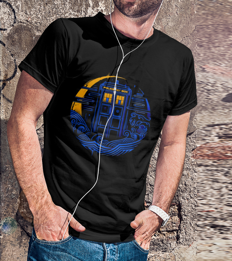 Doctor Who TARDIS Police Box Japanese Wave Sci Fi T-Shirt