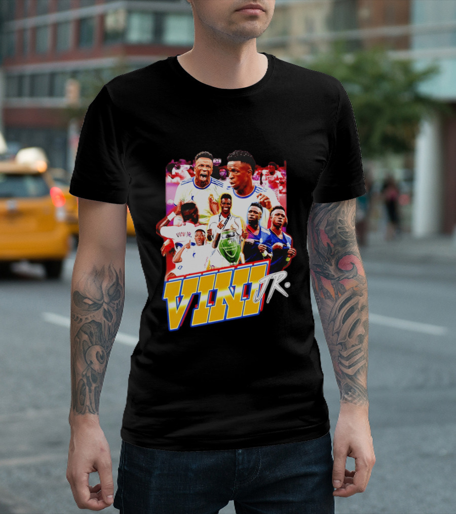 Vini Jr Vinicius Junior Real Madrid Football Collage T-Shirt