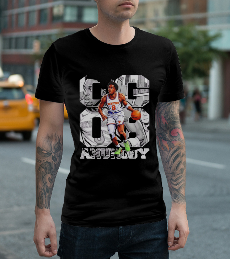 New York Anunoby 08 Basketball Comic Knicks T-Shirt