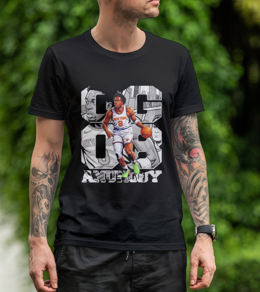New York Anunoby 08 Basketball Comic Knicks T-Shirt