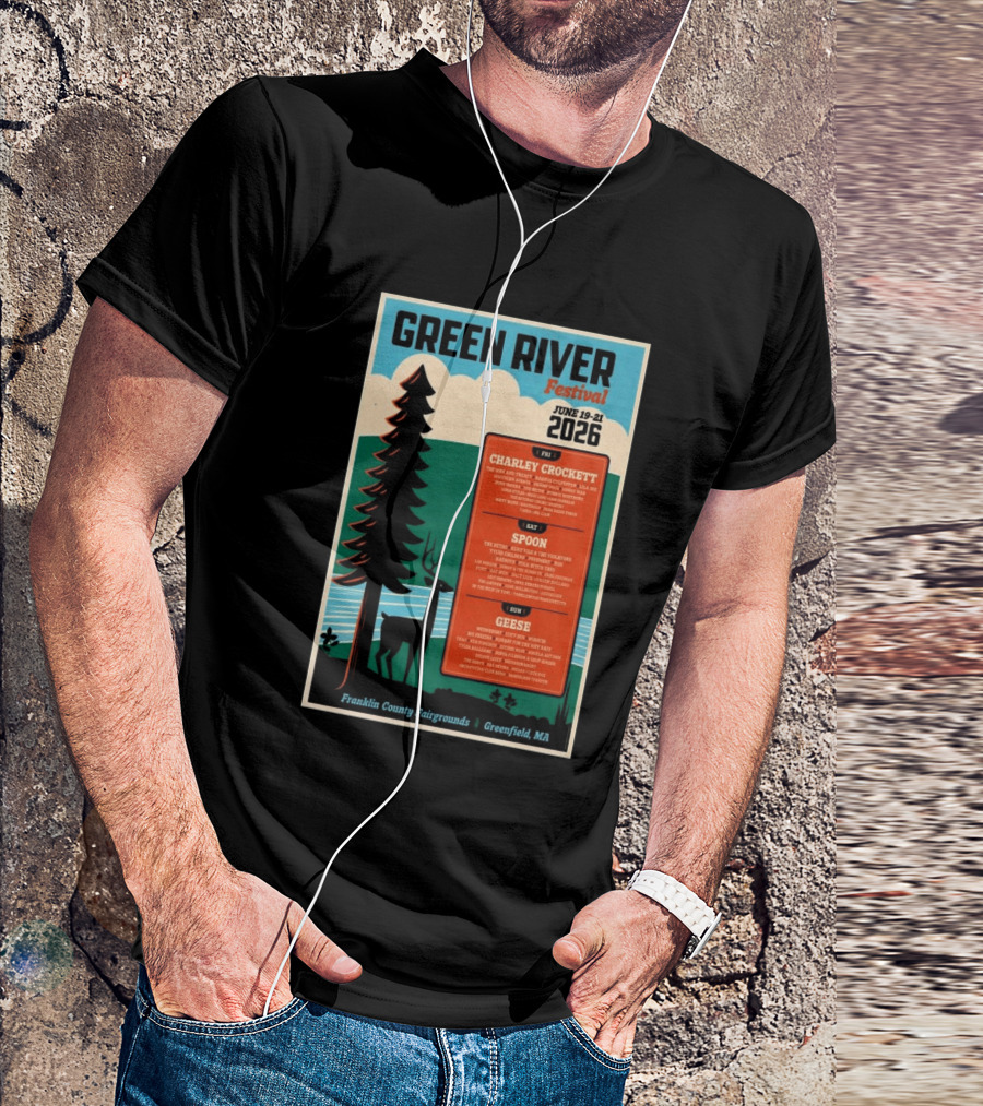 Green River Festival June 19 21 2026 Franklin County Fairgrounds Greenfield MA Featuring Charley Crockett Spoon Geese T-Shirt